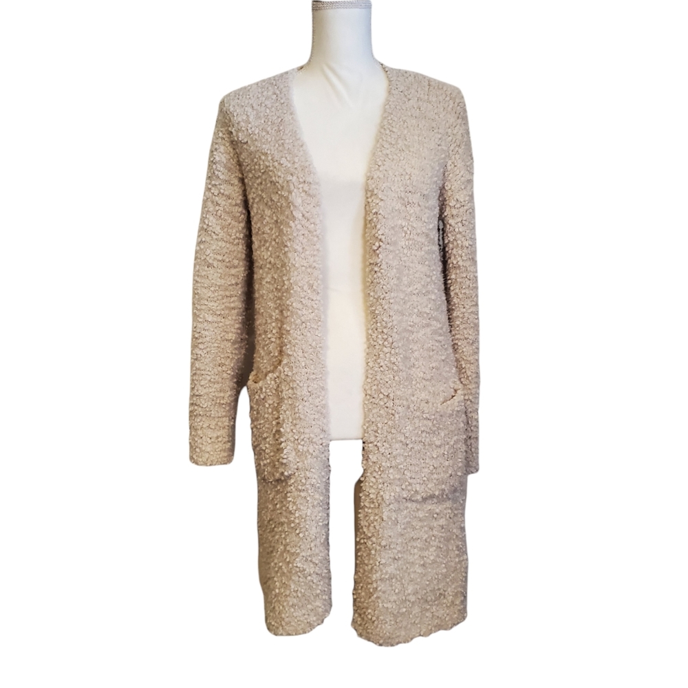 EUC Rachel Zoe Oatmeal Nubby Teddybear Open Cardigan Duster